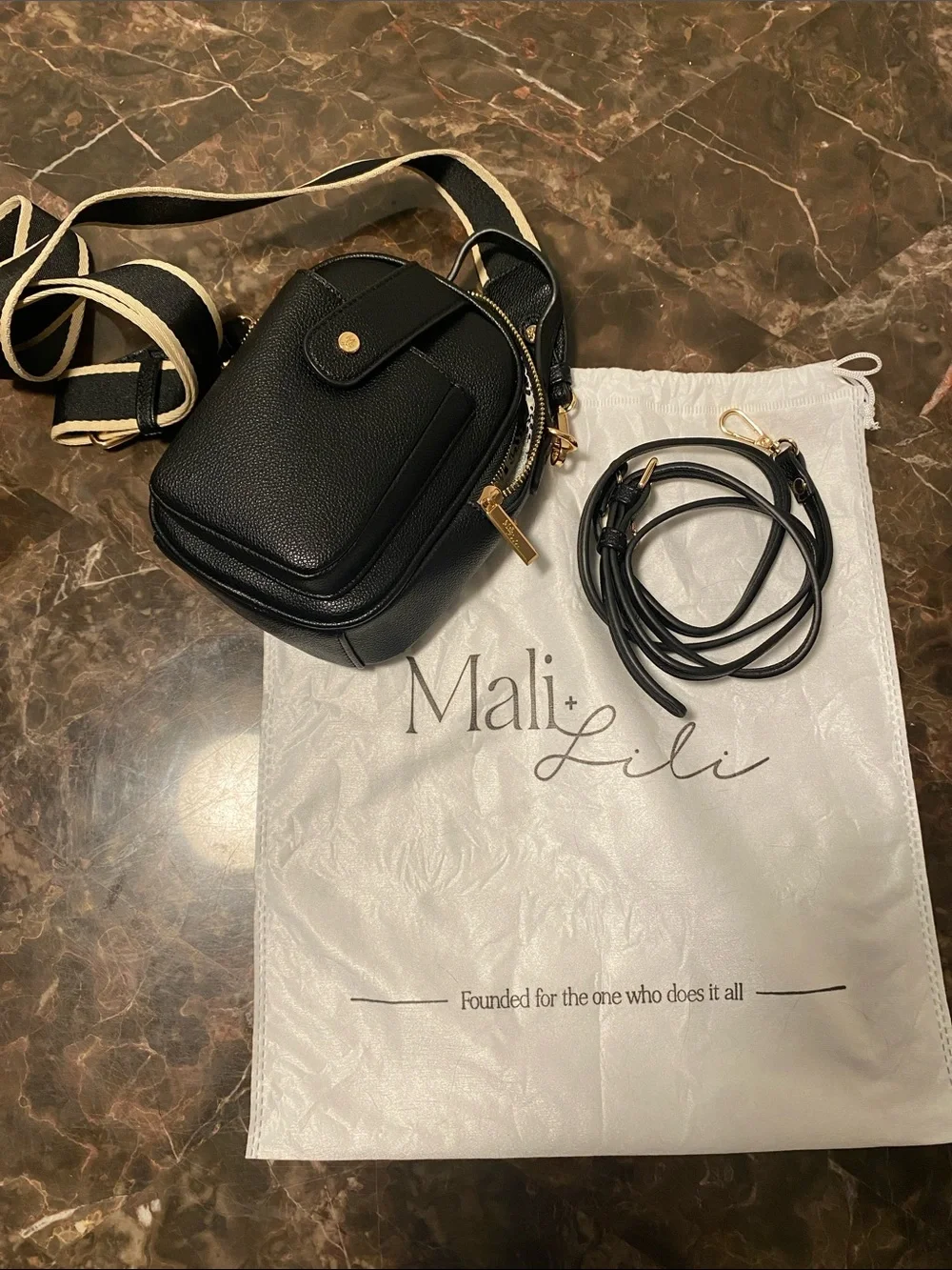 Mali + Lili Black Leather Crossbody Bag